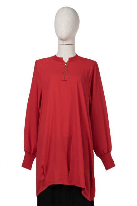  6899 KNITWEAR FABRIC TUNIC / RED