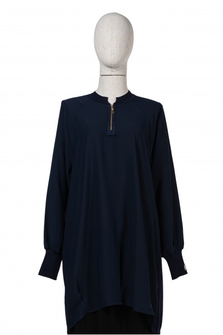  6899 KNITWEAR FABRIC TUNIC / NAVY BLUE